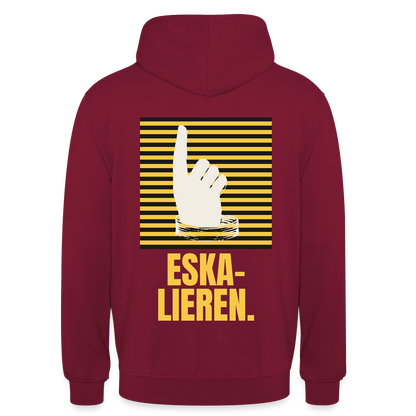 "Eskalieren." Motiv-Hoodie unisex, Farbe Bordeaux