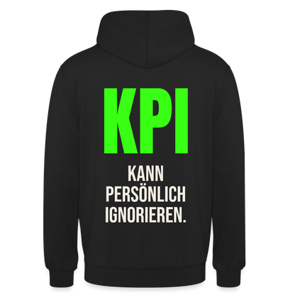 "KPI kann persönlich ignorieren." Motiv-Hoodie unisex, Farbe Schwarz