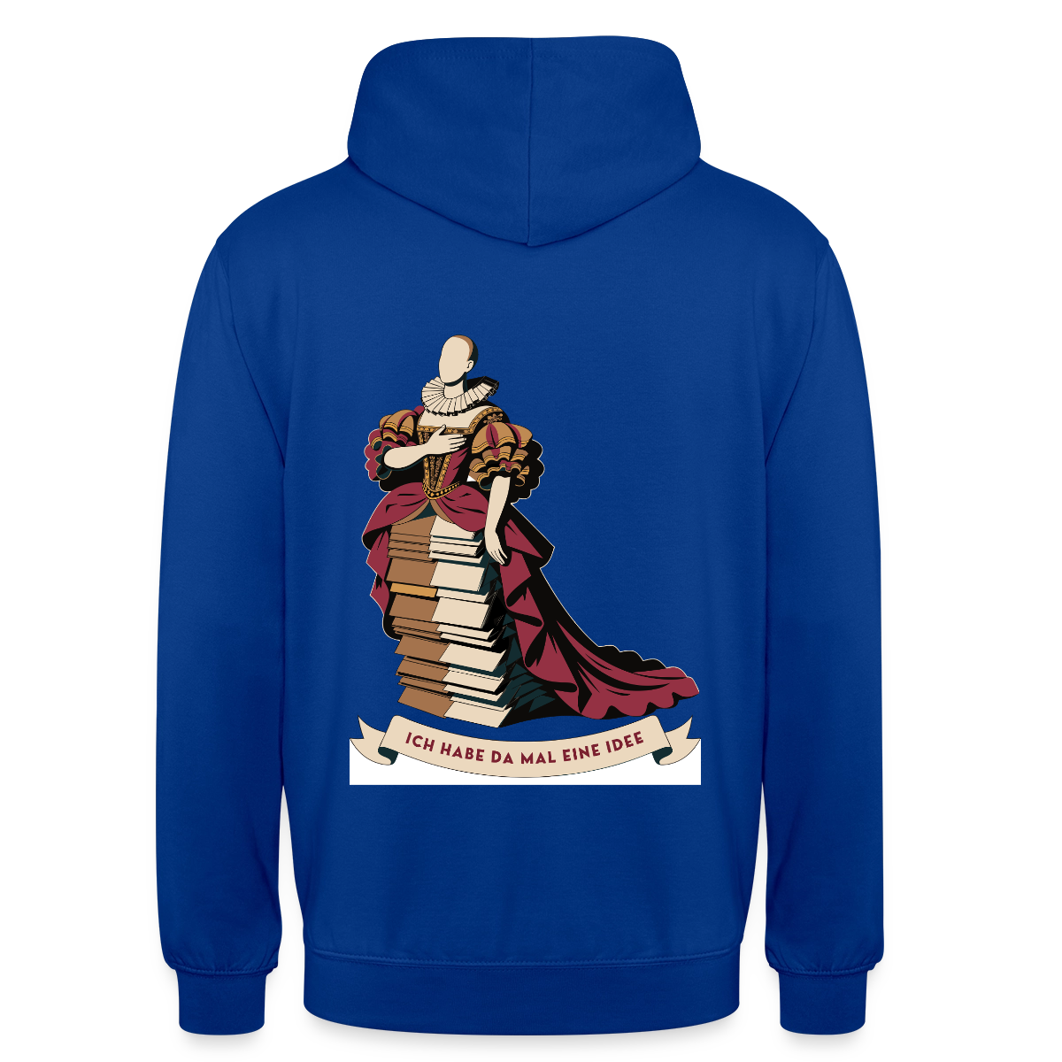 "Ich habe da mal eine Idee. Barock-Motiv" Motiv-Hoodie unisex, Farbe Royalblau