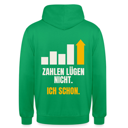 Zahlen lügen nicht. Ich schon. Motiv-Hoodie unisex, Farbe Kelly Green