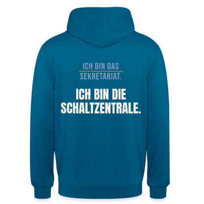 Ich bin das Sekretariat. Ich bin die Schaltzentrale. Motiv-Hoodie unisex, Farbe Tiefseeblau