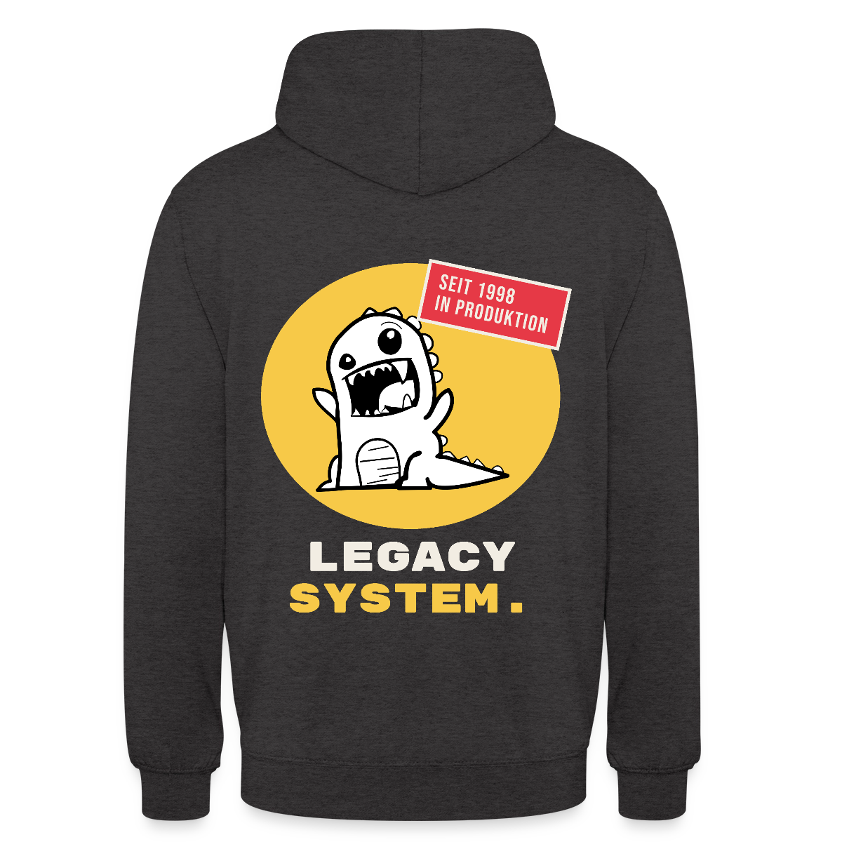 Legacy System. Seit 1998 in Produktion. Motiv-Hoodie unisex, Farbe Anthrazit