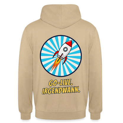 Go-Live. Irgendwann. Comic-Motiv Motiv-Hoodie unisex, Farbe Beige