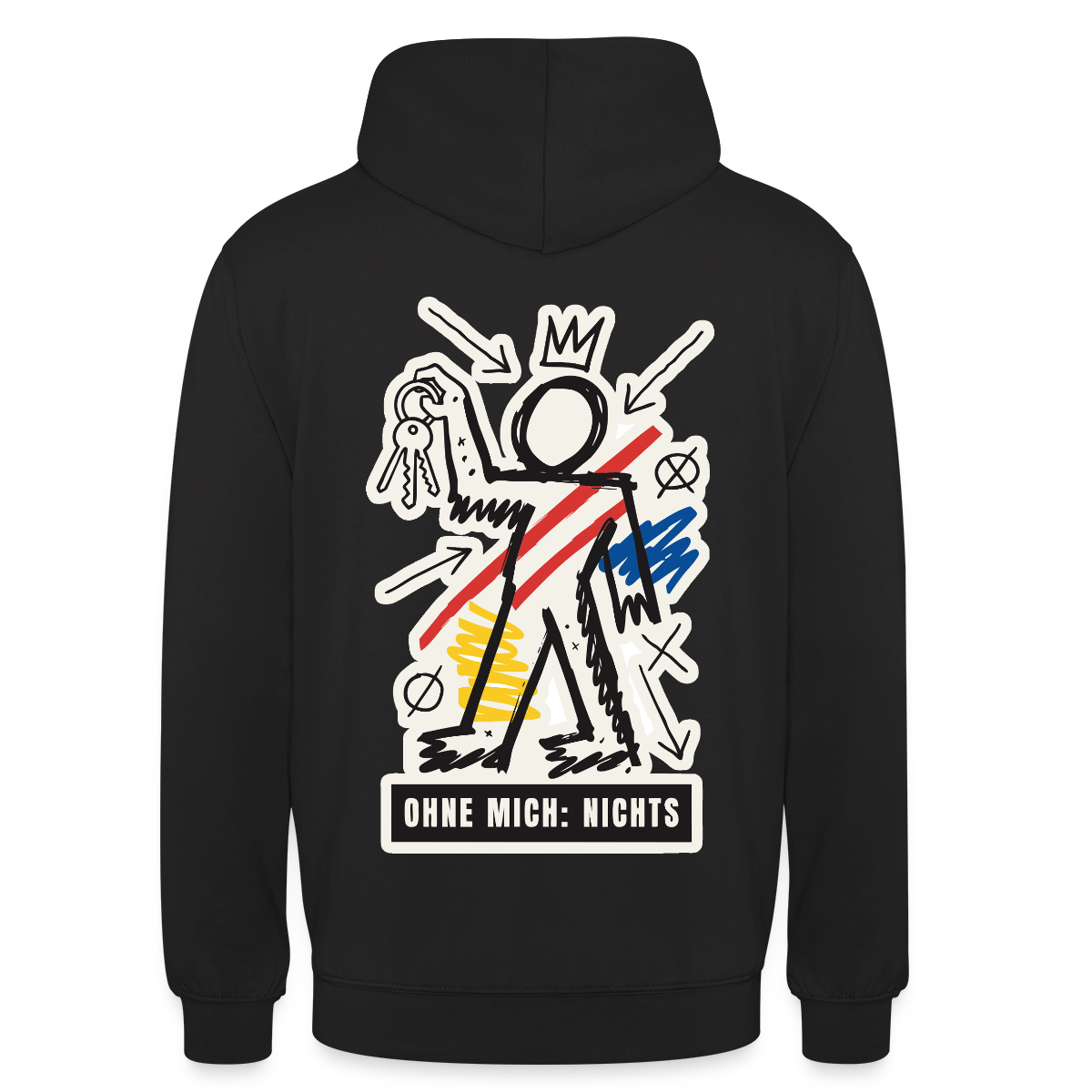 Ohne mich: nichts. Neo-Expressionismus-Motiv Motiv-Hoodie unisex, Farbe Schwarz