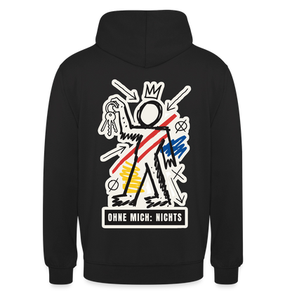 Ohne mich: nichts. Neo-Expressionismus-Motiv Motiv-Hoodie unisex, Farbe Schwarz