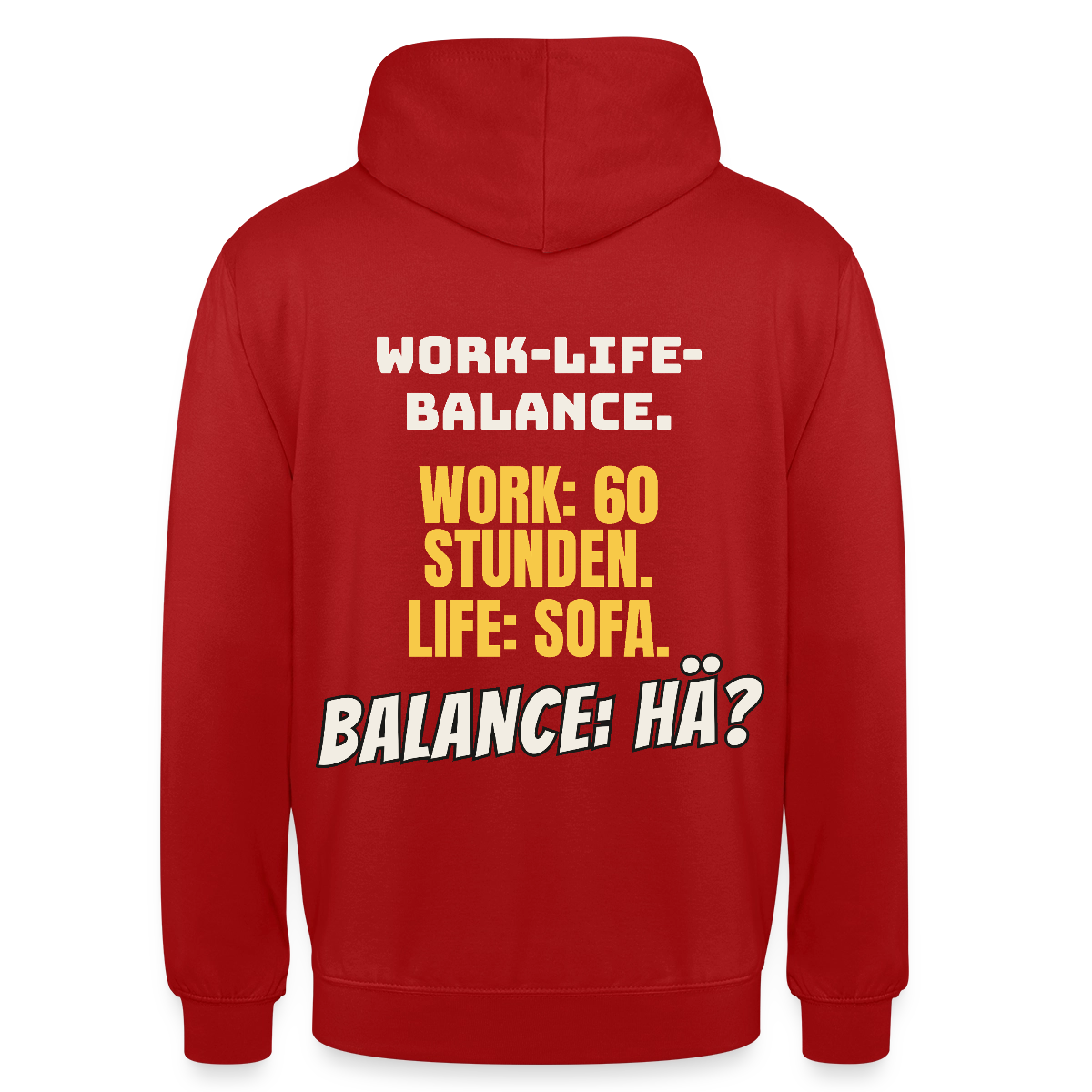 Balance: hä? Motiv-Hoodie unisex, Farbe Rot