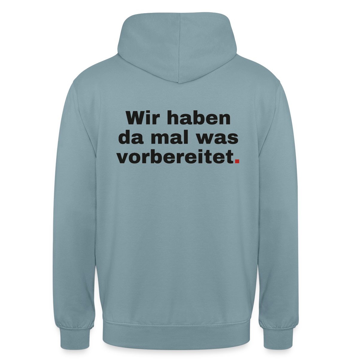 "Wir haben da mal was vorbereitet." Motiv-Hoodie unisex, Farbe Nebelblau