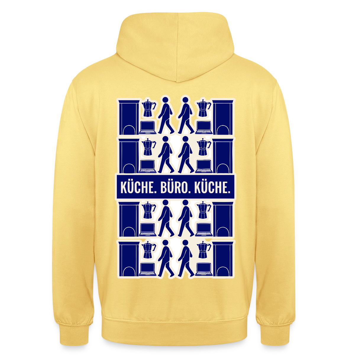 Küche. Büro. Küche. Motiv-Hoodie unisex, Farbe Zitronengelb