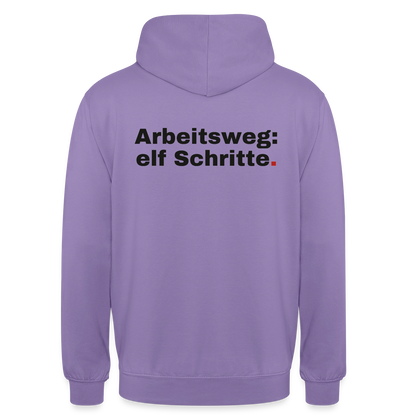 Arbeitsweg: elf Schritte Motiv-Hoodie unisex, Farbe Lavendel