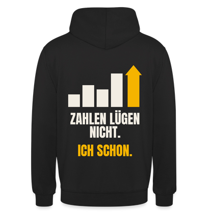 Zahlen lügen nicht. Ich schon. Motiv-Hoodie unisex, Farbe Schwarz