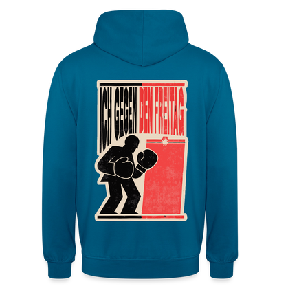 "Ich gegen den Freitag. Boxplakat-Motiv" Motiv-Hoodie unisex, Farbe Tiefseeblau