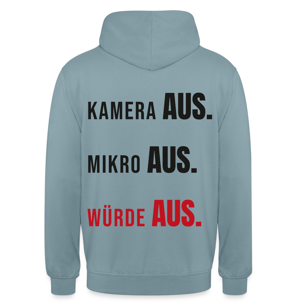 Kamera aus, Würde aus Motiv-Hoodie unisex, Farbe Nebelblau