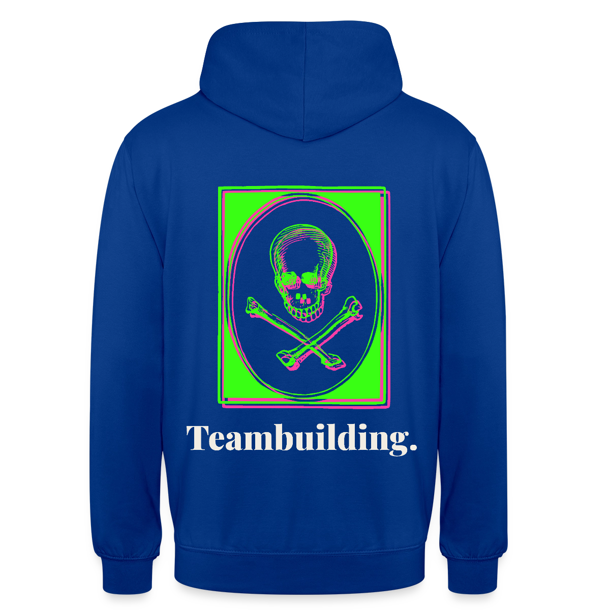"Teambuilding. Neon-Motiv" Motiv-Hoodie unisex, Farbe Royalblau
