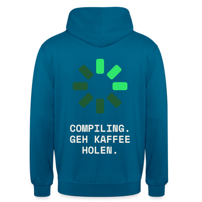 Compiling. Geh Kaffee holen. Motiv-Hoodie unisex, Farbe Tiefseeblau