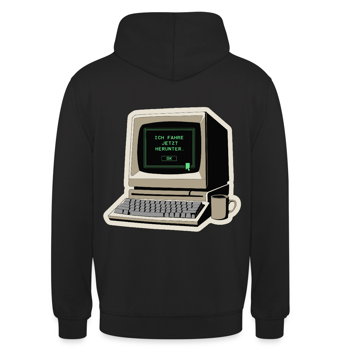 Ich fahre jetzt herunter. Motiv-Hoodie unisex, Farbe Schwarz