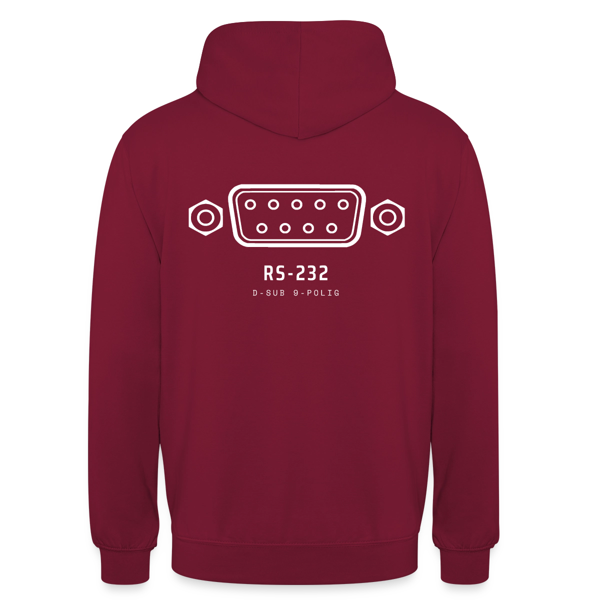 "RS-232, D-Sub 9-polig" Motiv-Hoodie unisex, Farbe Bordeaux