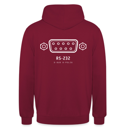 "RS-232, D-Sub 9-polig" Motiv-Hoodie unisex, Farbe Bordeaux