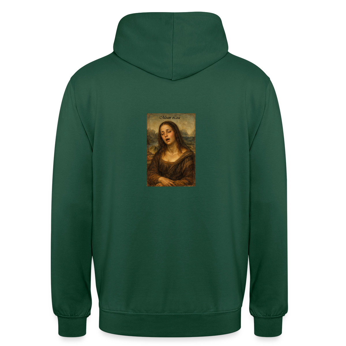 Moan Lisa Motiv-Hoodie unisex, Farbe Flaschengrün