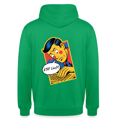 "ETA? Läuft! Popart-Motiv" Motiv-Hoodie unisex, Farbe Kelly Green
