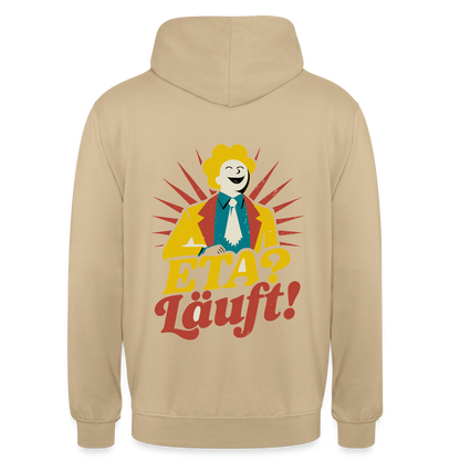 "ETA? Läuft! Midcentury-Motiv" Motiv-Hoodie unisex, Farbe Beige