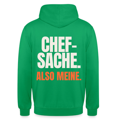 "Chefsache. Also meine." Motiv-Hoodie unisex, Farbe Kelly Green