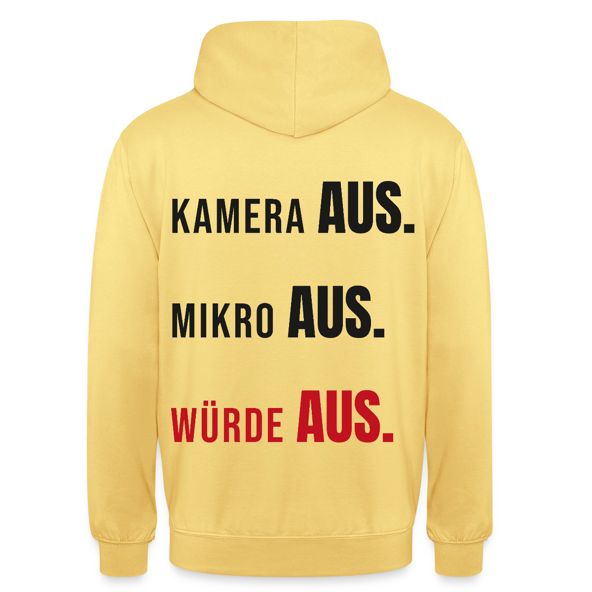 Kamera aus, Würde aus Motiv-Hoodie unisex, Farbe Zitronengelb