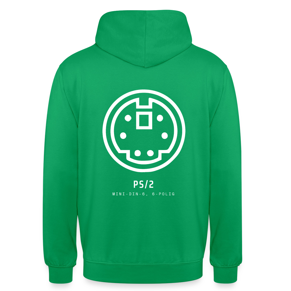 "PS/2, Mini-DIN-6" Motiv-Hoodie unisex, Farbe Kelly Green