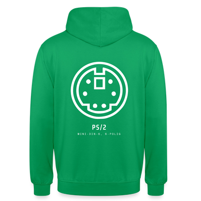 "PS/2, Mini-DIN-6" Motiv-Hoodie unisex, Farbe Kelly Green