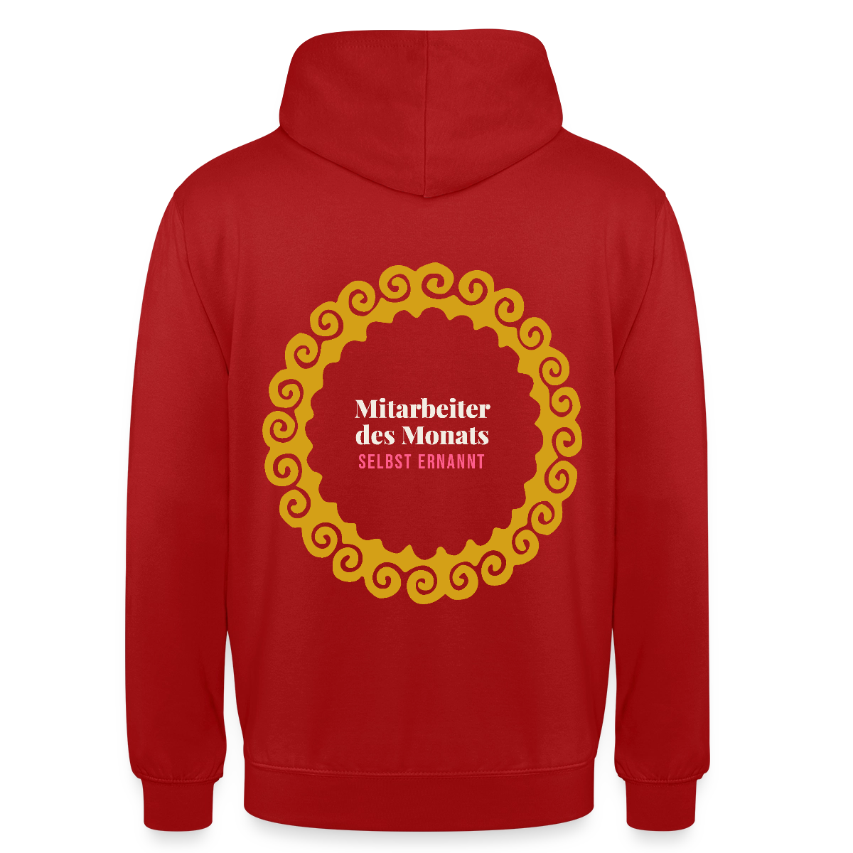 "Mitarbeiter des Monats, selbst ernannt. Gold-Motiv" Motiv-Hoodie unisex, Farbe Rot