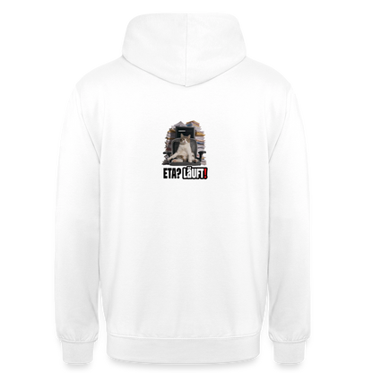 "ETA? Läuft! Bürokatzen-Motiv" Motiv-Hoodie unisex, Farbe Weiß