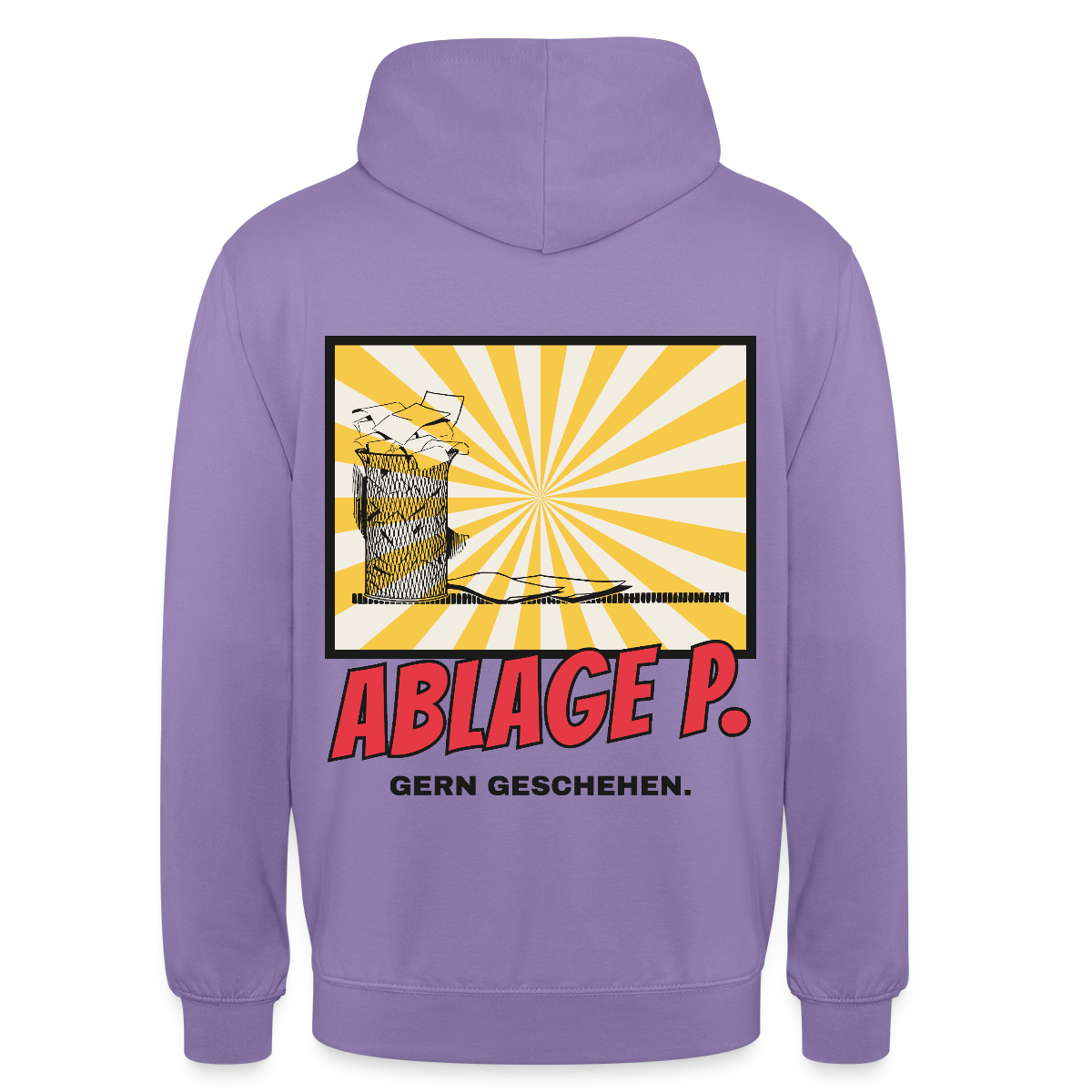 "Ablage P. Gern geschehen. Comic-Motiv" Motiv-Hoodie unisex, Farbe Lavendel