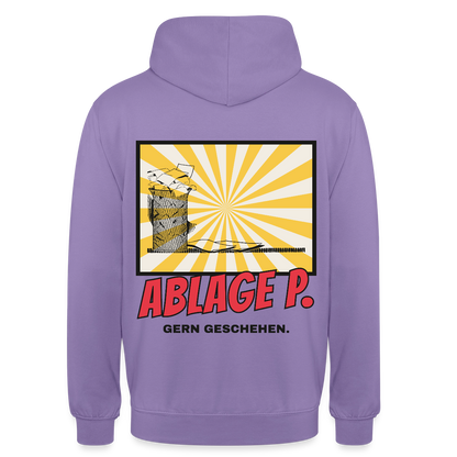 "Ablage P. Gern geschehen. Comic-Motiv" Motiv-Hoodie unisex, Farbe Lavendel