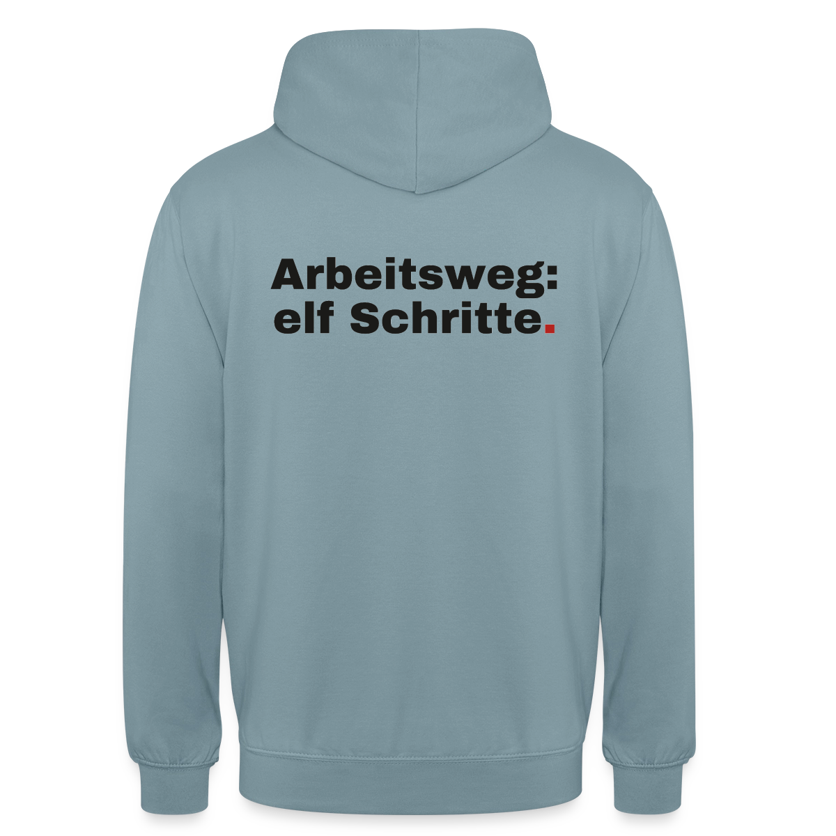 Arbeitsweg: elf Schritte Motiv-Hoodie unisex, Farbe Nebelblau