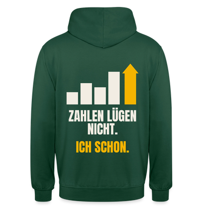 Zahlen lügen nicht. Ich schon. Motiv-Hoodie unisex, Farbe Flaschengrün