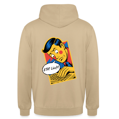 "ETA? Läuft! Popart-Motiv" Motiv-Hoodie unisex, Farbe Beige
