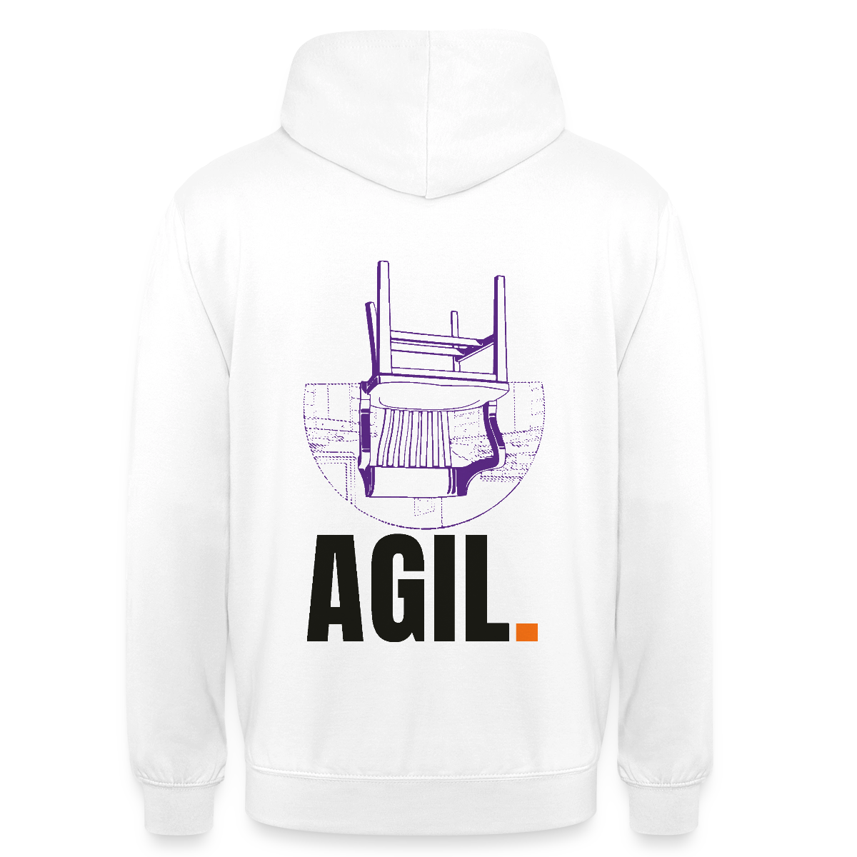 "Agil." Motiv-Hoodie unisex, Farbe Weiß