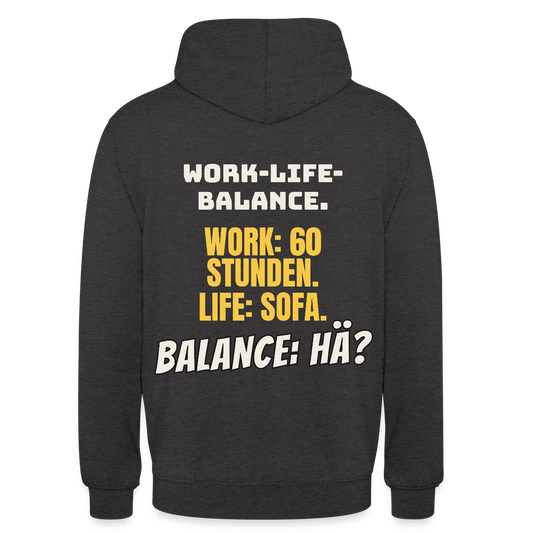 Balance: hä? Motiv-Hoodie unisex, Farbe Anthrazit