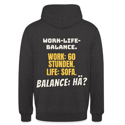 Balance: hä? Motiv-Hoodie unisex, Farbe Anthrazit