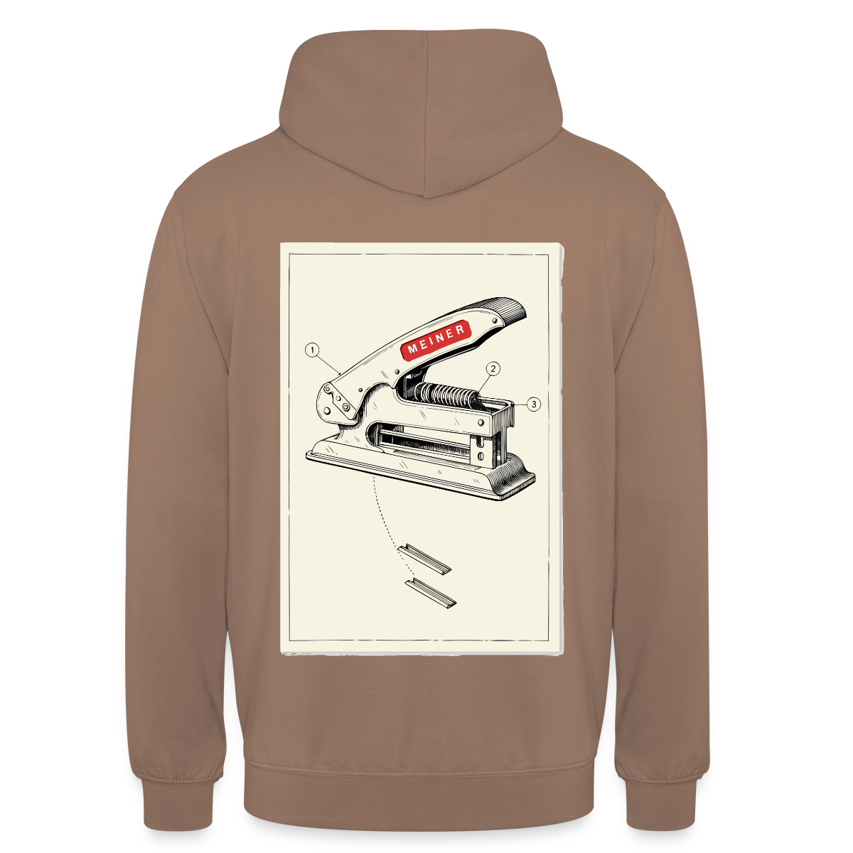 Meiner. Der Tacker kommt mit. Motiv-Hoodie unisex, Farbe Mokka