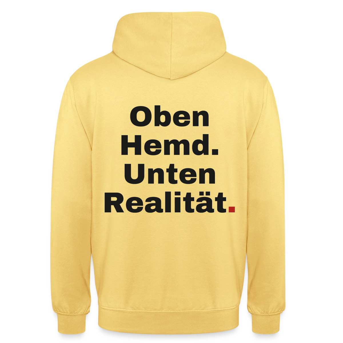 Oben Hemd, unten Realität Motiv-Hoodie unisex, Farbe Zitronengelb