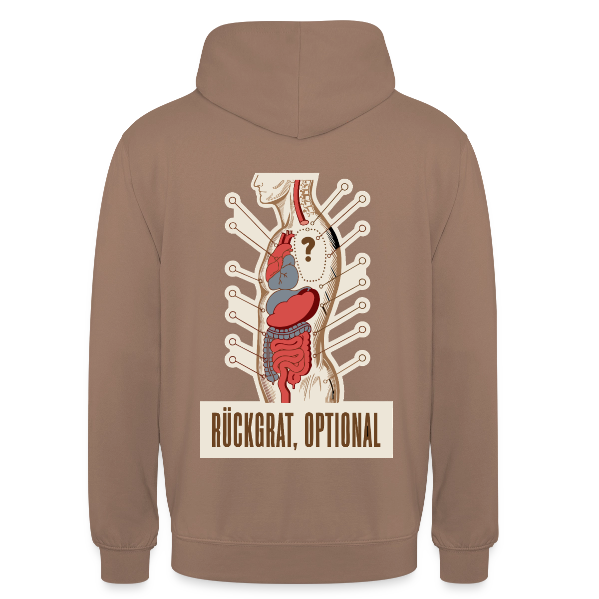 Rückgrat, optional. Anatomie-Motiv Motiv-Hoodie unisex, Farbe Mokka