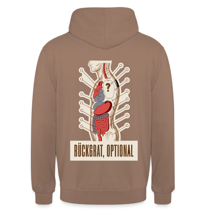 Rückgrat, optional. Anatomie-Motiv Motiv-Hoodie unisex, Farbe Mokka