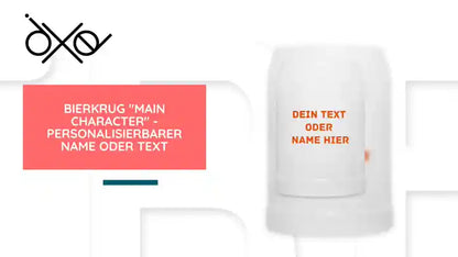 Bierkrug "Main Character" - personalisierbarer Name oder Text by@Outfy