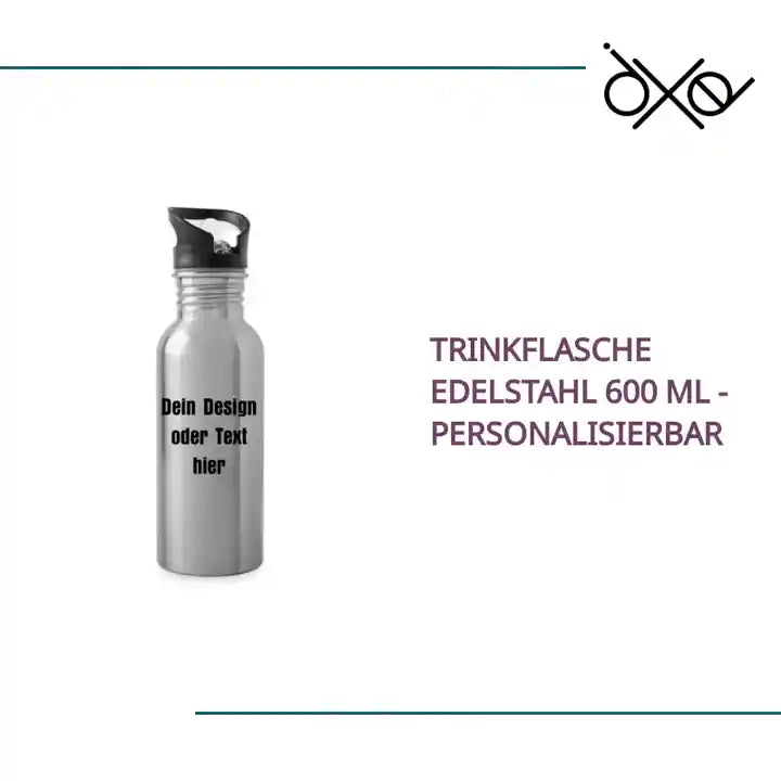Trinkflasche Edelstahl 600 ml - personalisierbar by@Outfy