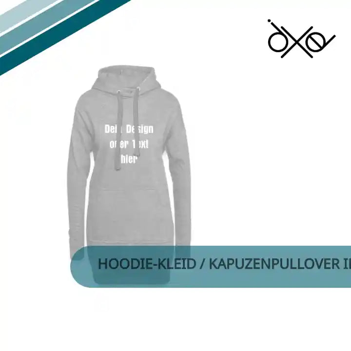 Hoodie-Kleid / Kapuzenpullover in Kleidl&auml;nge - personalisierbare Vorder- und R&uuml;ckseite by@Outfy