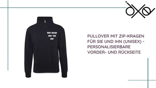 Pullover mit Zip-Kragen f&uuml;r Sie und Ihn (Unisex) - personalisierbare Vorder- und R&uuml;ckseite by@Outfy
