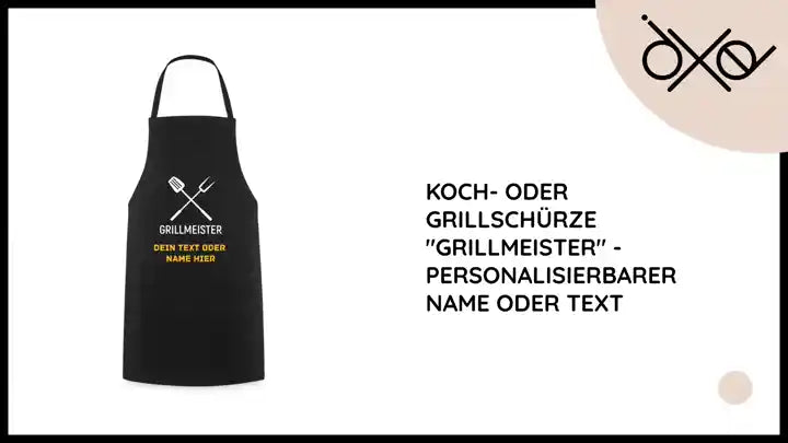 Koch- oder Grillsch&uuml;rze "Grillmeister" - personalisierbarer Name oder Text by@Outfy